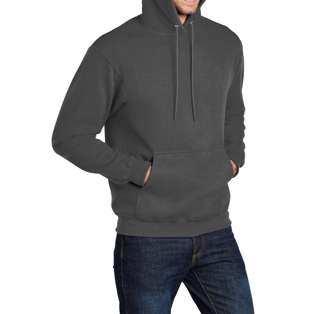 Men's Core Fleece Pullover Hooded Sweatshirt Cozy Cotton Poly Fleece with Air Jet Yarn Softness and Two-Ply Hood-Coal Grey