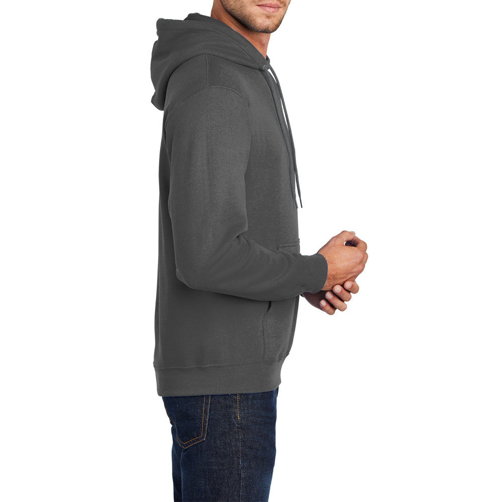 Men's Core Fleece Pullover Hooded Sweatshirt Cozy Cotton Poly Fleece with Air Jet Yarn Softness and Two-Ply Hood-Coal Grey