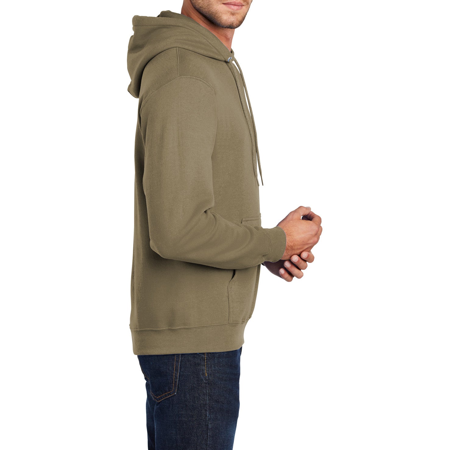 Men's Core Fleece Pullover Hooded Sweatshirt Cozy Cotton Poly Fleece with Air Jet Yarn Softness and Two-Ply Hood-Coyote Brown
