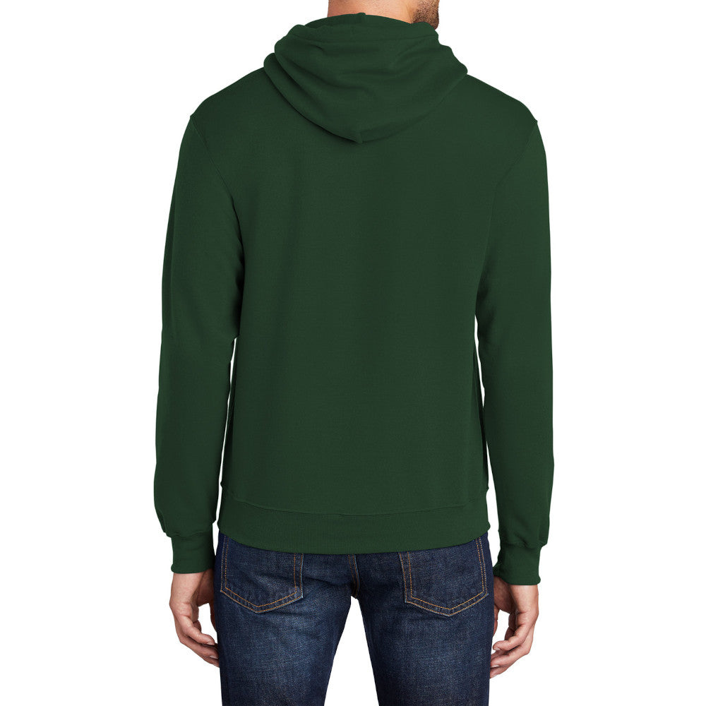 Men's Core Fleece Pullover Hooded Sweatshirt Cozy Cotton Poly Fleece with Air Jet Yarn Softness and Two-Ply Hood-Dark Green