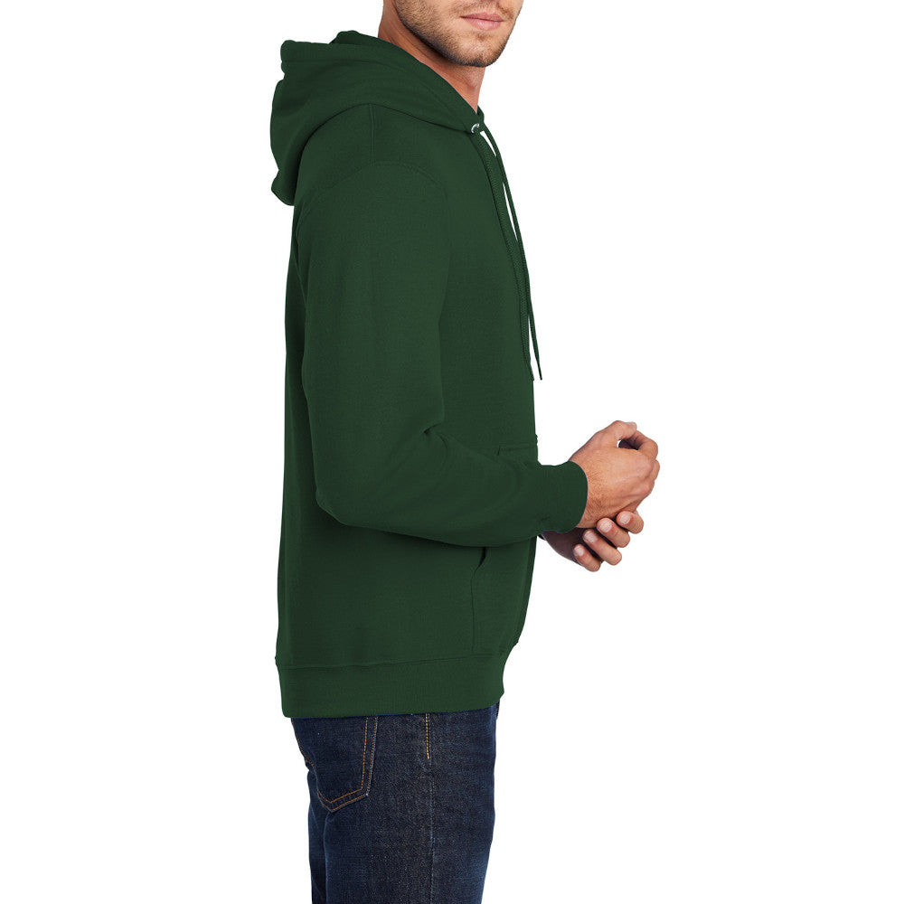 Men's Core Fleece Pullover Hooded Sweatshirt Cozy Cotton Poly Fleece with Air Jet Yarn Softness and Two-Ply Hood-Dark Green