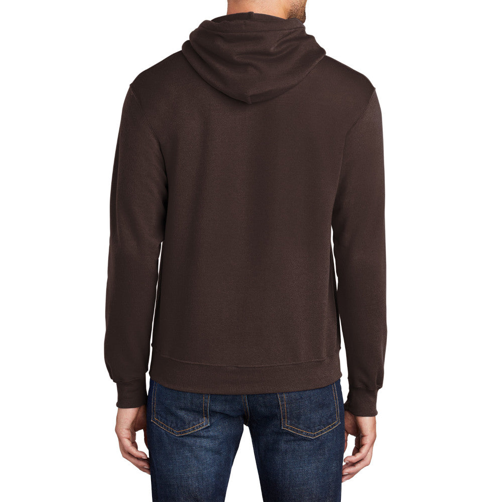 Men's Core Fleece Pullover Hooded Sweatshirt Cozy Cotton Poly Fleece with Air Jet Yarn Softness and Two-Ply Hood-Dark Chocolate Brown