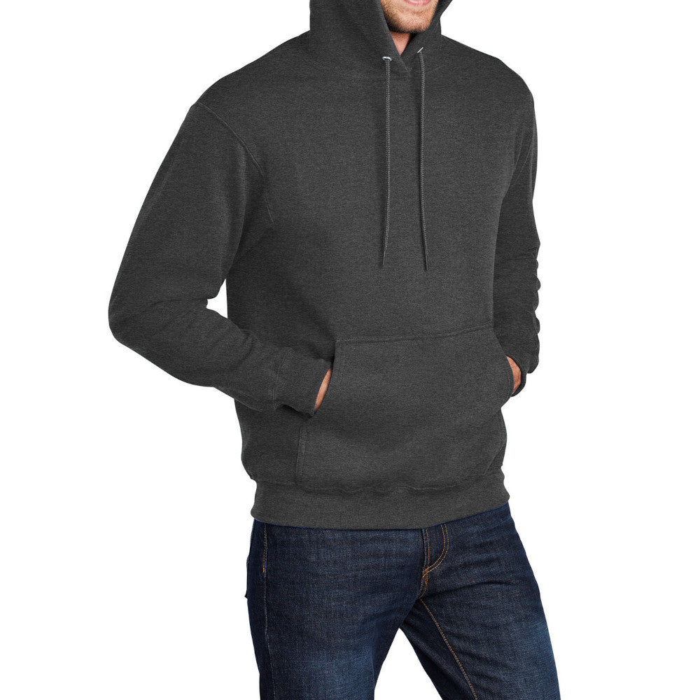Men's Core Fleece Pullover Hooded Sweatshirt Cozy Cotton Poly Fleece with Air Jet Yarn Softness and Two-Ply Hood-Dark Heather Grey