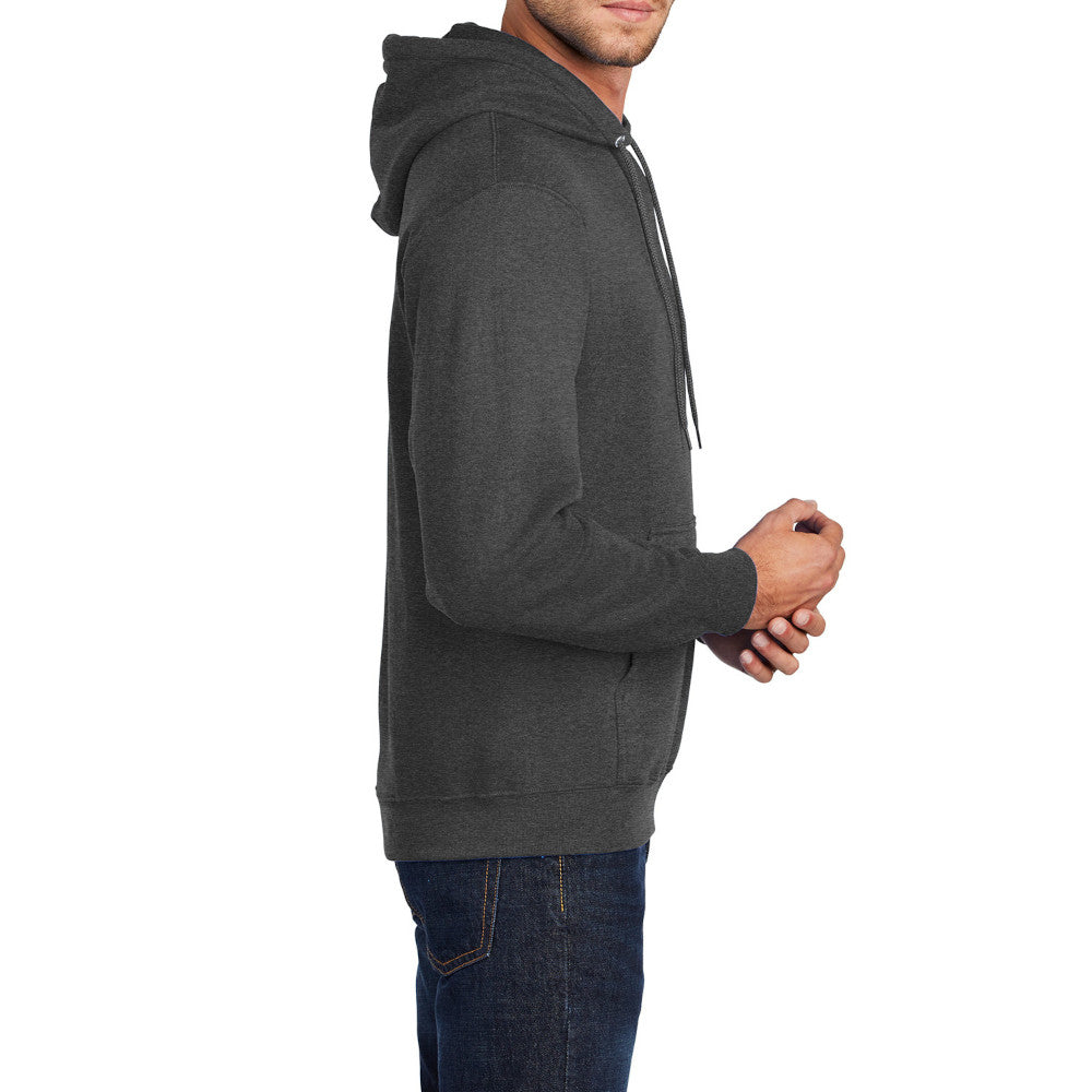 Men's Core Fleece Pullover Hooded Sweatshirt Cozy Cotton Poly Fleece with Air Jet Yarn Softness and Two-Ply Hood-Dark Heather Grey
