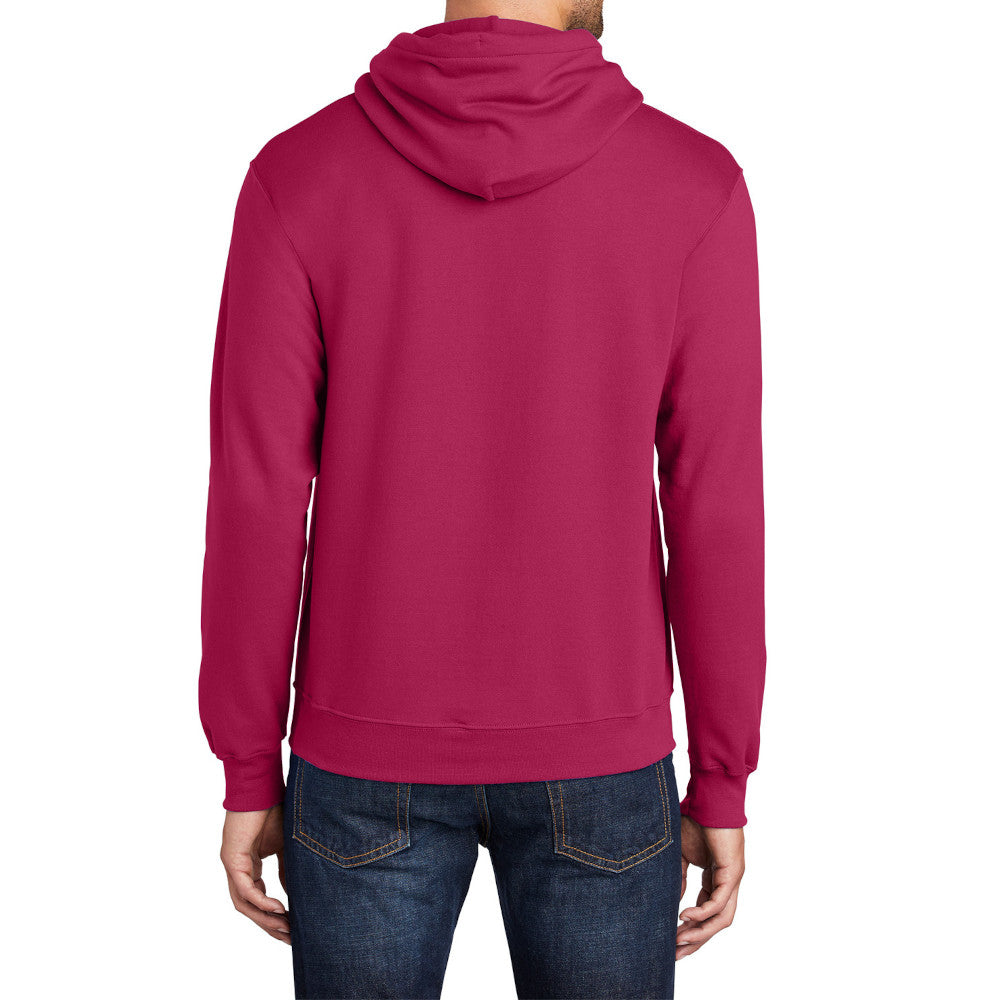 Men's Core Fleece Pullover Hooded Sweatshirt Cozy Cotton Poly Fleece with Air Jet Yarn Softness and Two-Ply Hood-Flush Pink