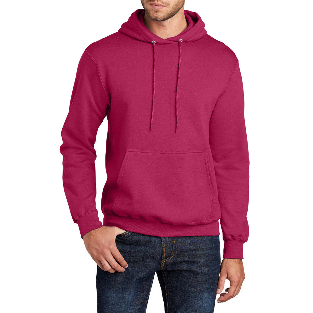 Men's Core Fleece Pullover Hooded Sweatshirt Cozy Cotton Poly Fleece with Air Jet Yarn Softness and Two-Ply Hood-Flush Pink