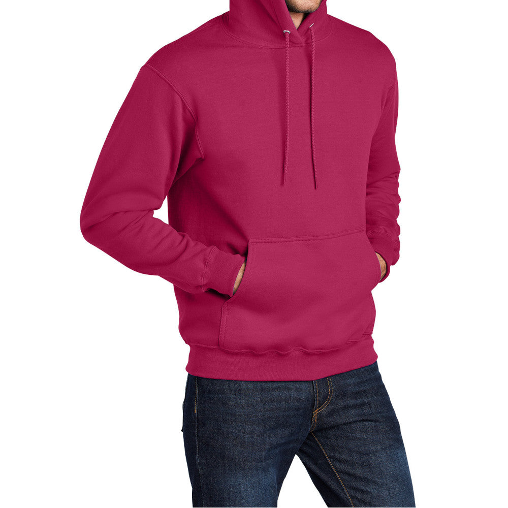 Men's Core Fleece Pullover Hooded Sweatshirt Cozy Cotton Poly Fleece with Air Jet Yarn Softness and Two-Ply Hood-Flush Pink