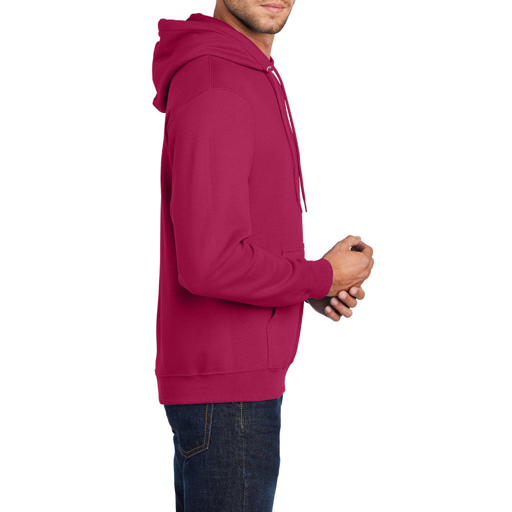 Men's Core Fleece Pullover Hooded Sweatshirt Cozy Cotton Poly Fleece with Air Jet Yarn Softness and Two-Ply Hood-Flush Pink