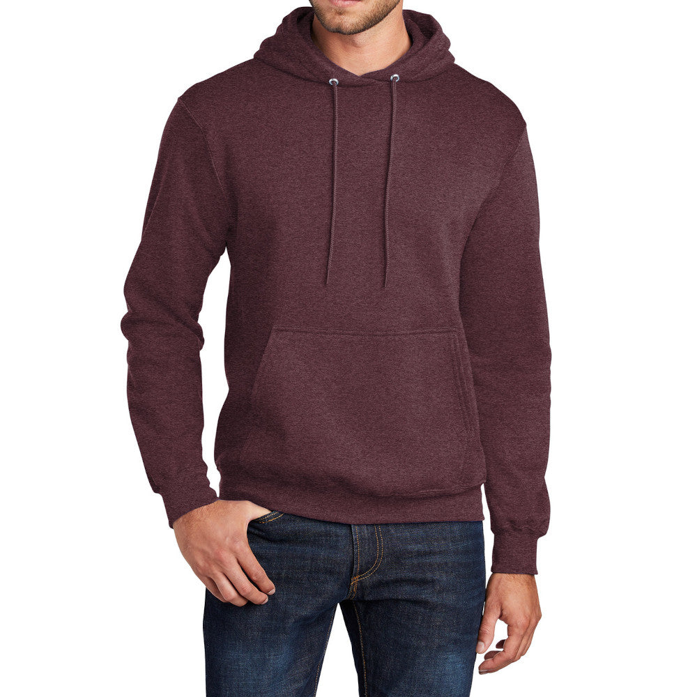 Men's Core Fleece Pullover Hooded Sweatshirt Cozy Cotton Poly Fleece with Air Jet Yarn Softness and Two-Ply Hood-Heather Athletic Maroon