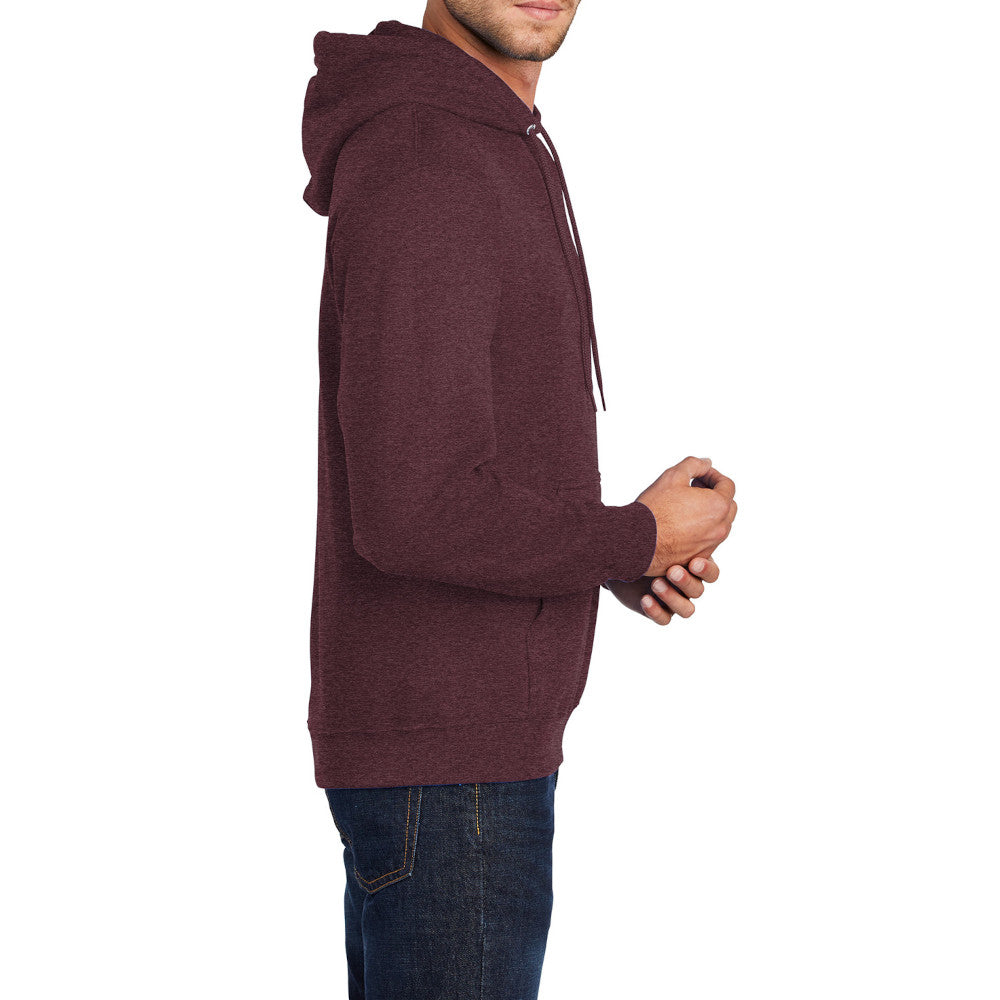 Men's Core Fleece Pullover Hooded Sweatshirt Cozy Cotton Poly Fleece with Air Jet Yarn Softness and Two-Ply Hood-Heather Athletic Maroon
