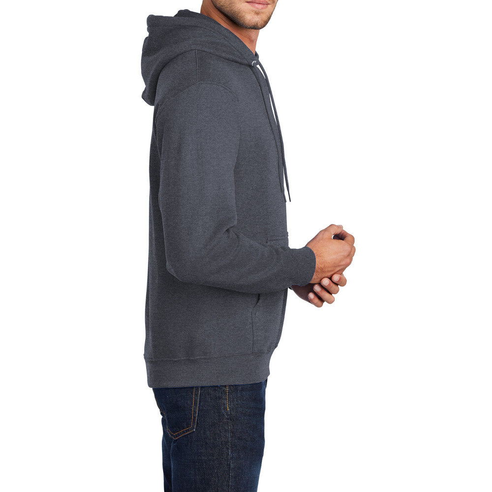 Men's Core Fleece Pullover Hooded Sweatshirt Cozy Cotton Poly Fleece with Air Jet Yarn Softness and Two-Ply Hood-Heather Navy