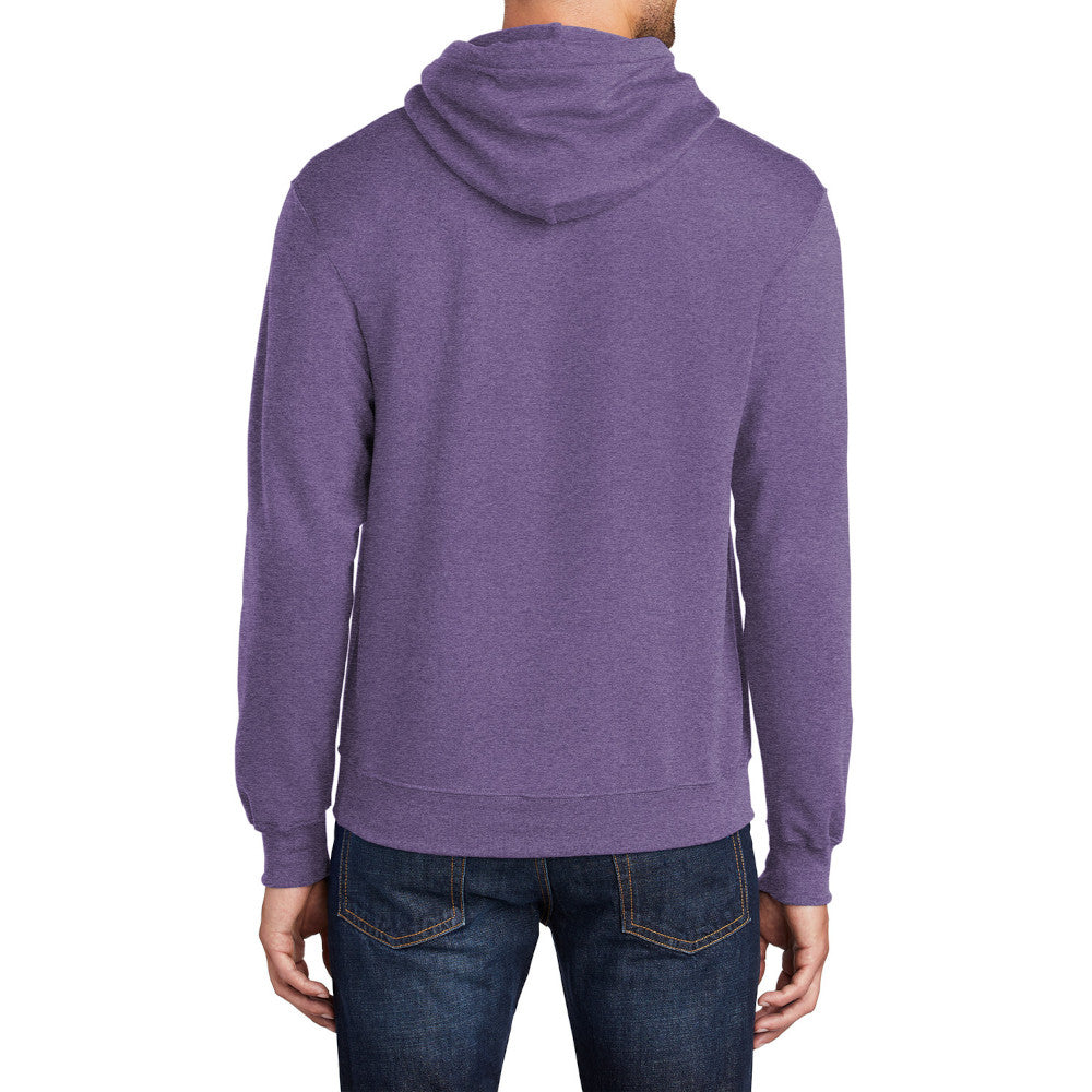 Men's Core Fleece Pullover Hooded Sweatshirt Cozy Cotton Poly Fleece with Air Jet Yarn Softness and Two-Ply Hood-Heather Purple