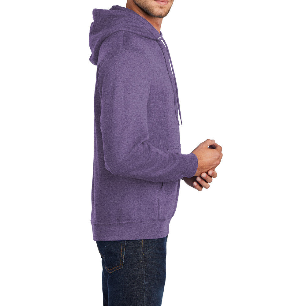 Men's Core Fleece Pullover Hooded Sweatshirt Cozy Cotton Poly Fleece with Air Jet Yarn Softness and Two-Ply Hood-Heather Purple