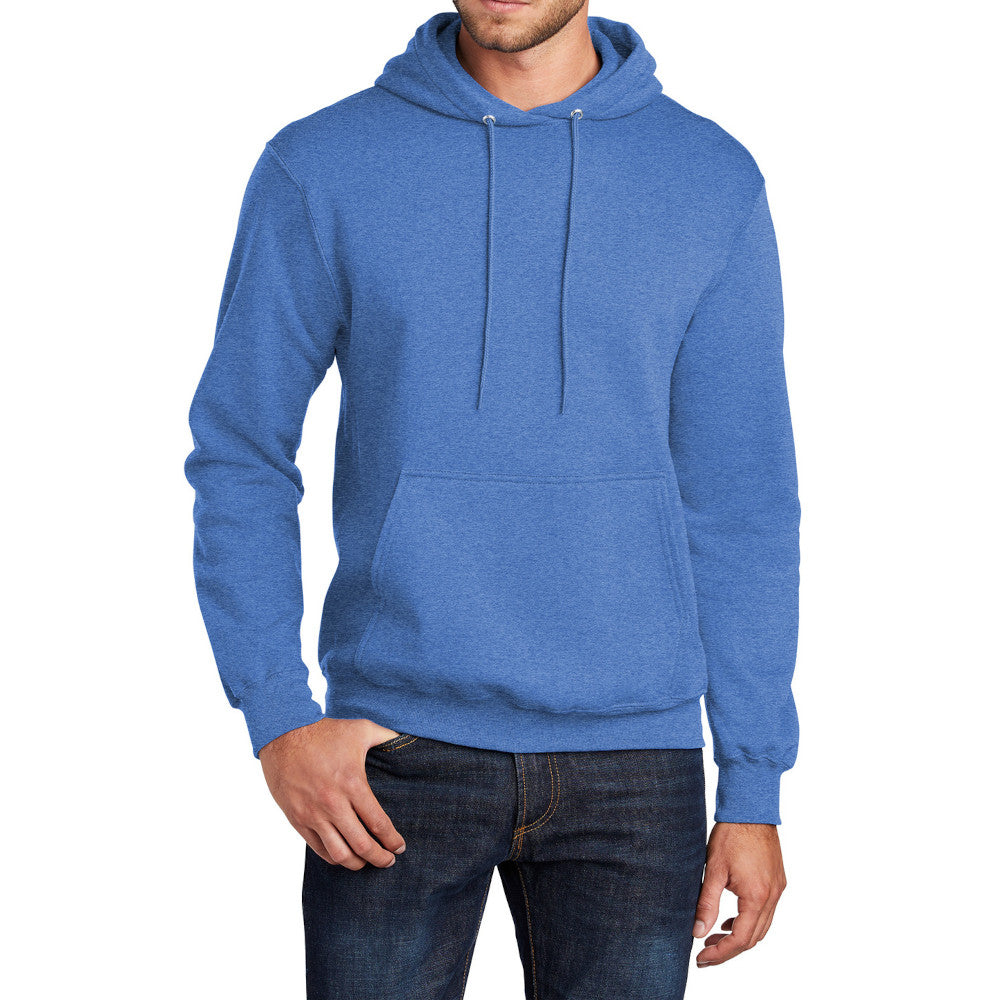 Men's Core Fleece Pullover Hooded Sweatshirt Cozy Cotton Poly Fleece with Air Jet Yarn Softness and Two-Ply Hood-Heather Royal