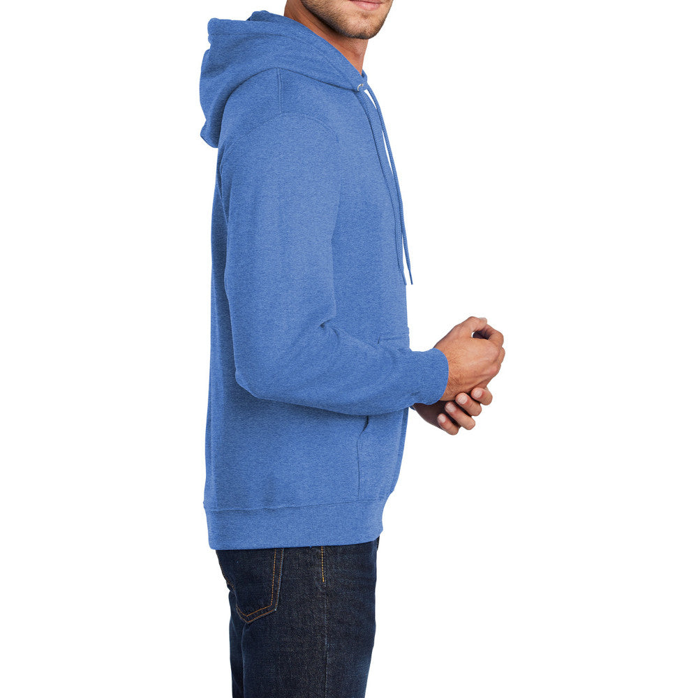 Men's Core Fleece Pullover Hooded Sweatshirt Cozy Cotton Poly Fleece with Air Jet Yarn Softness and Two-Ply Hood-Heather Royal