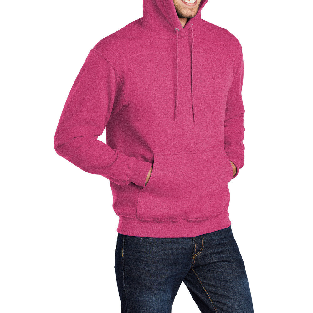 Men's Core Fleece Pullover Hooded Sweatshirt Cozy Cotton Poly Fleece with Air Jet Yarn Softness and Two-Ply Hood-Heather Sangria