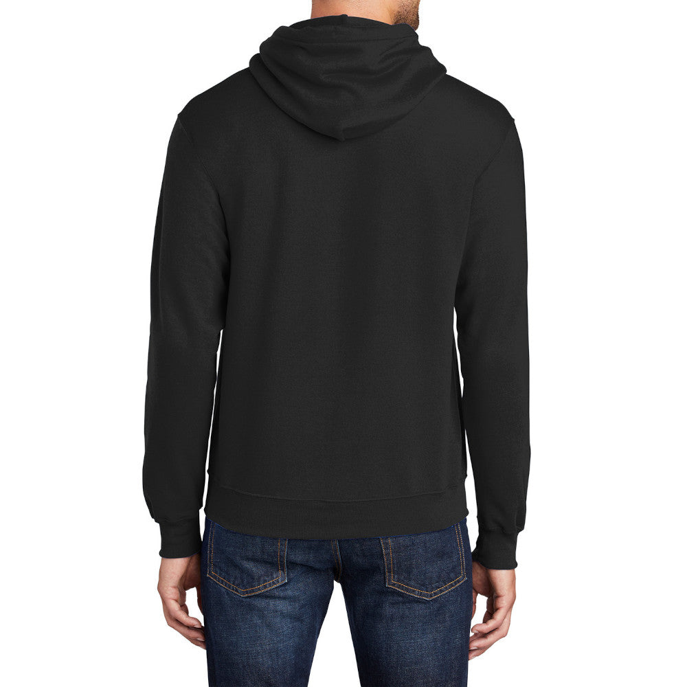 Men's Core Fleece Pullover Hooded Sweatshirt Cozy Cotton Poly Fleece with Air Jet Yarn Softness and Two-Ply Hood-Jet Black