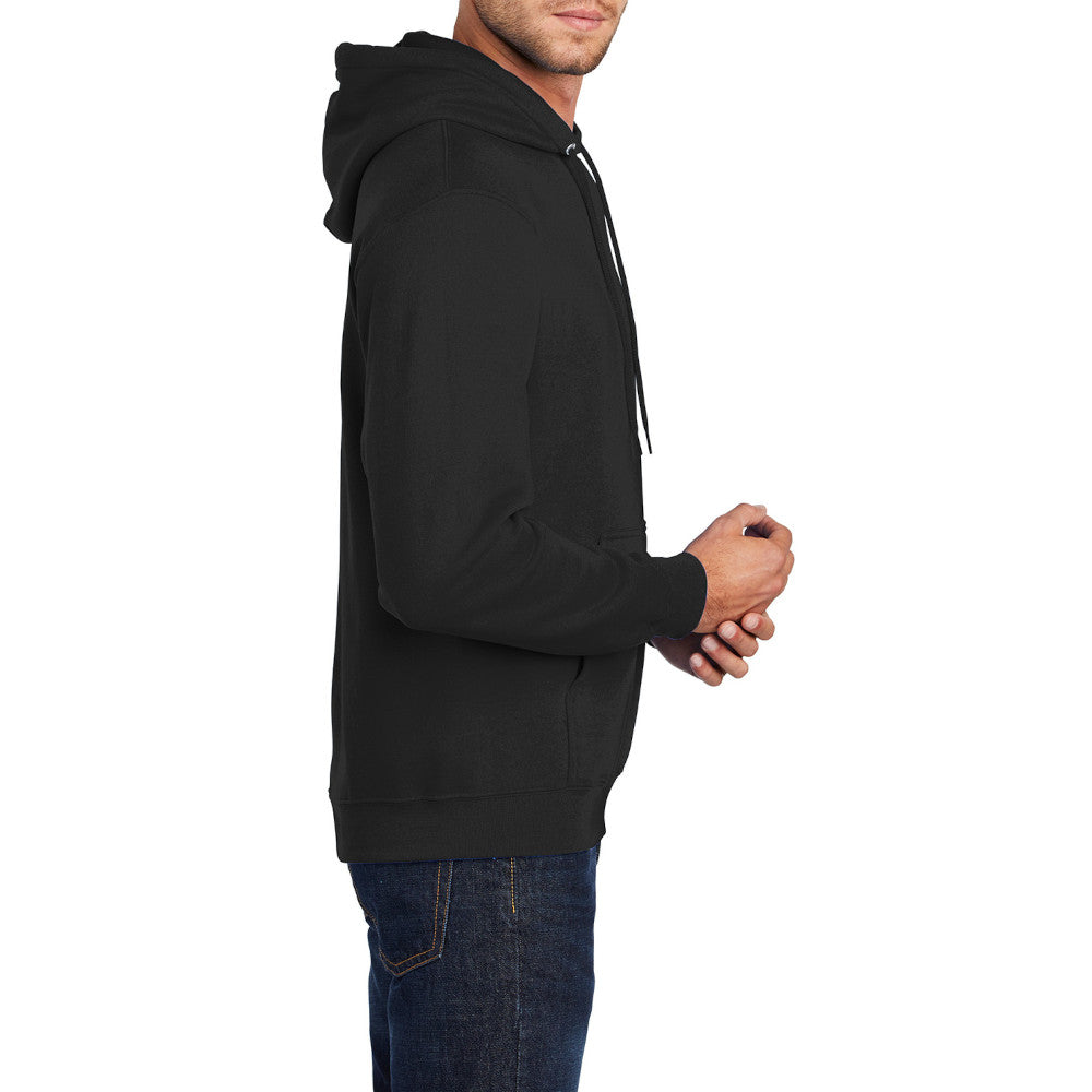Men's Core Fleece Pullover Hooded Sweatshirt Cozy Cotton Poly Fleece with Air Jet Yarn Softness and Two-Ply Hood-Jet Black