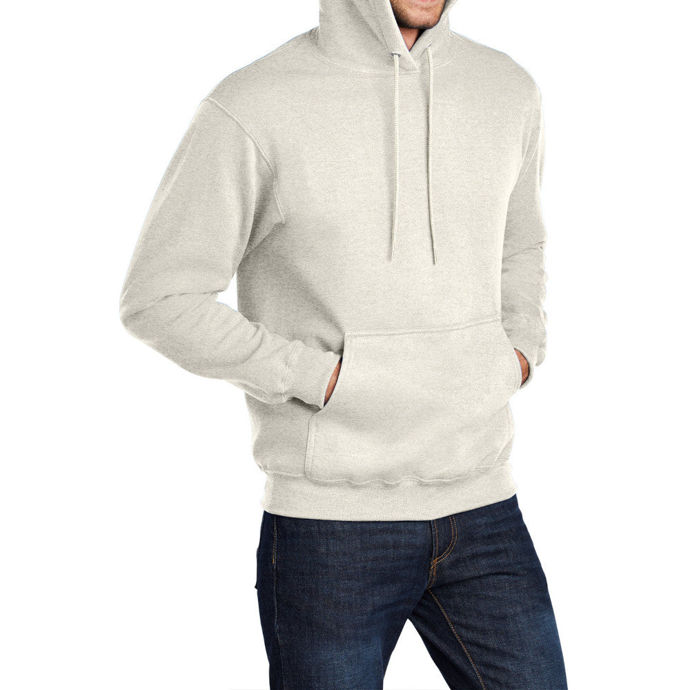 Men's Long Sleeve Core Poly Fleece Pullover Hooded Cozy Sweatshirt-Oatmeal Heather