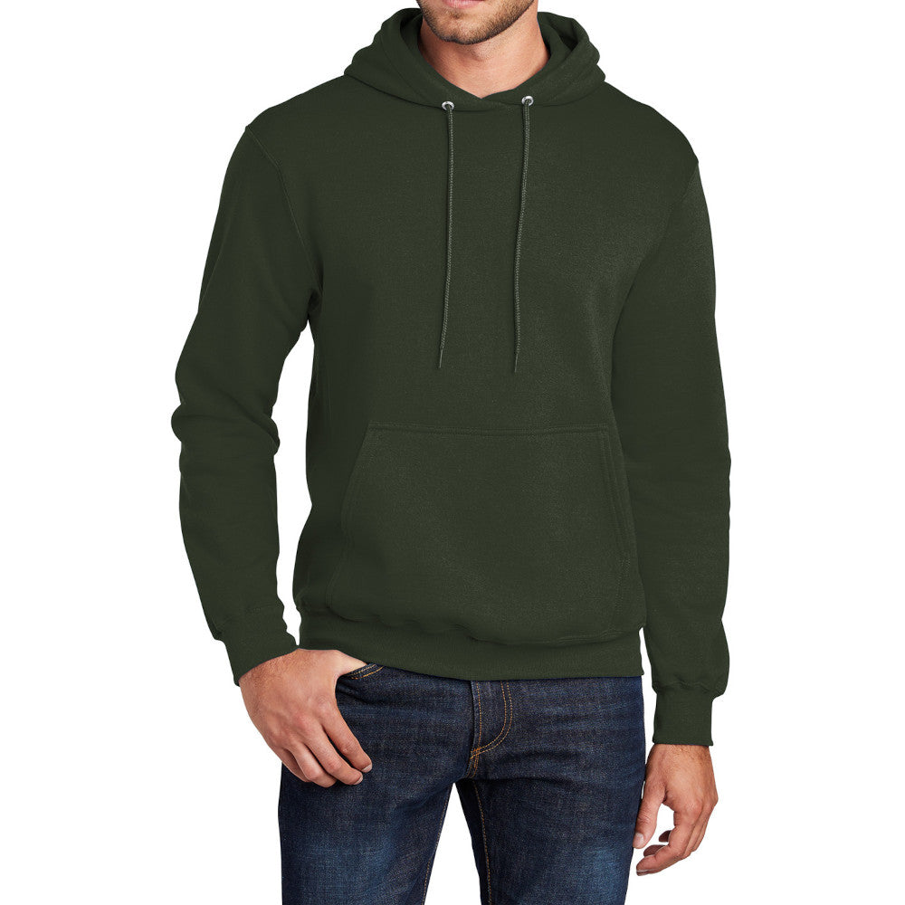 Men's Long Sleeve Core Poly Fleece Pullover Hooded Cozy Sweatshirt-Olive