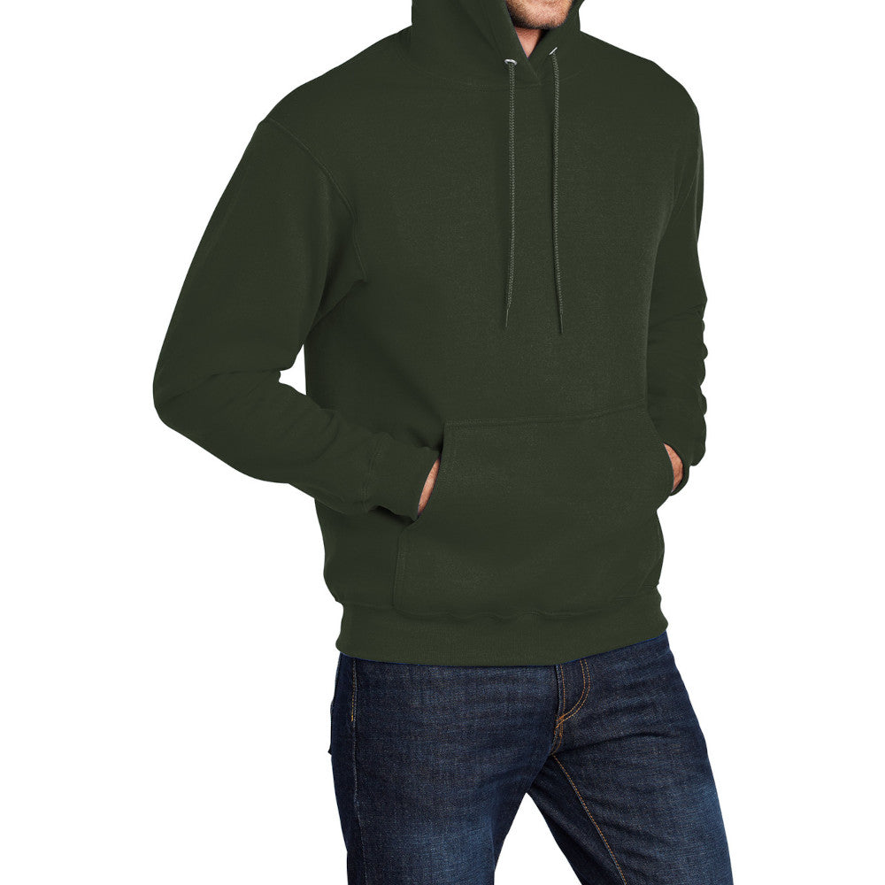 Men's Long Sleeve Core Poly Fleece Pullover Hooded Cozy Sweatshirt-Olive