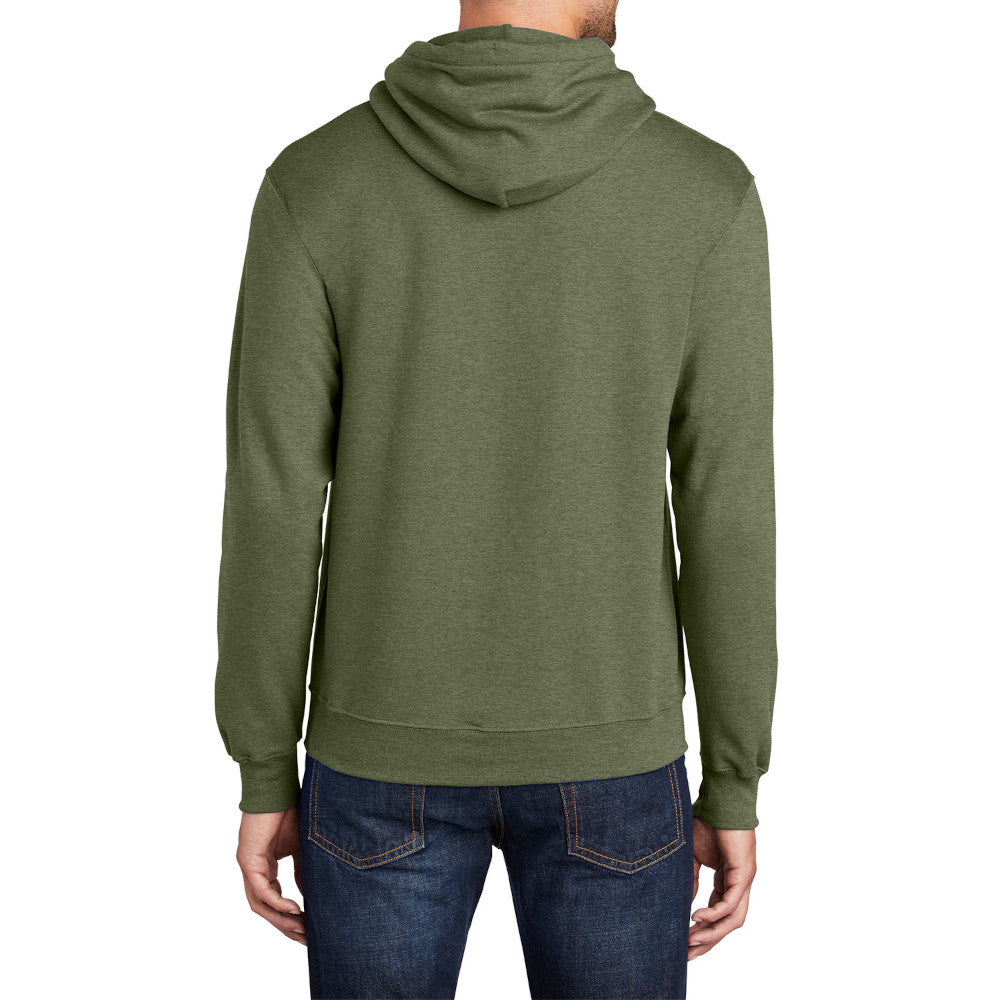 Men's Core Fleece Pullover Hooded Sweatshirt Cozy Cotton Poly Fleece with Air Jet Yarn Softness and Two-Ply Hood-Olive Drab Green Heather