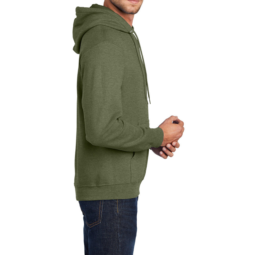 Men's Core Fleece Pullover Hooded Sweatshirt Cozy Cotton Poly Fleece with Air Jet Yarn Softness and Two-Ply Hood-Olive Drab Green Heather
