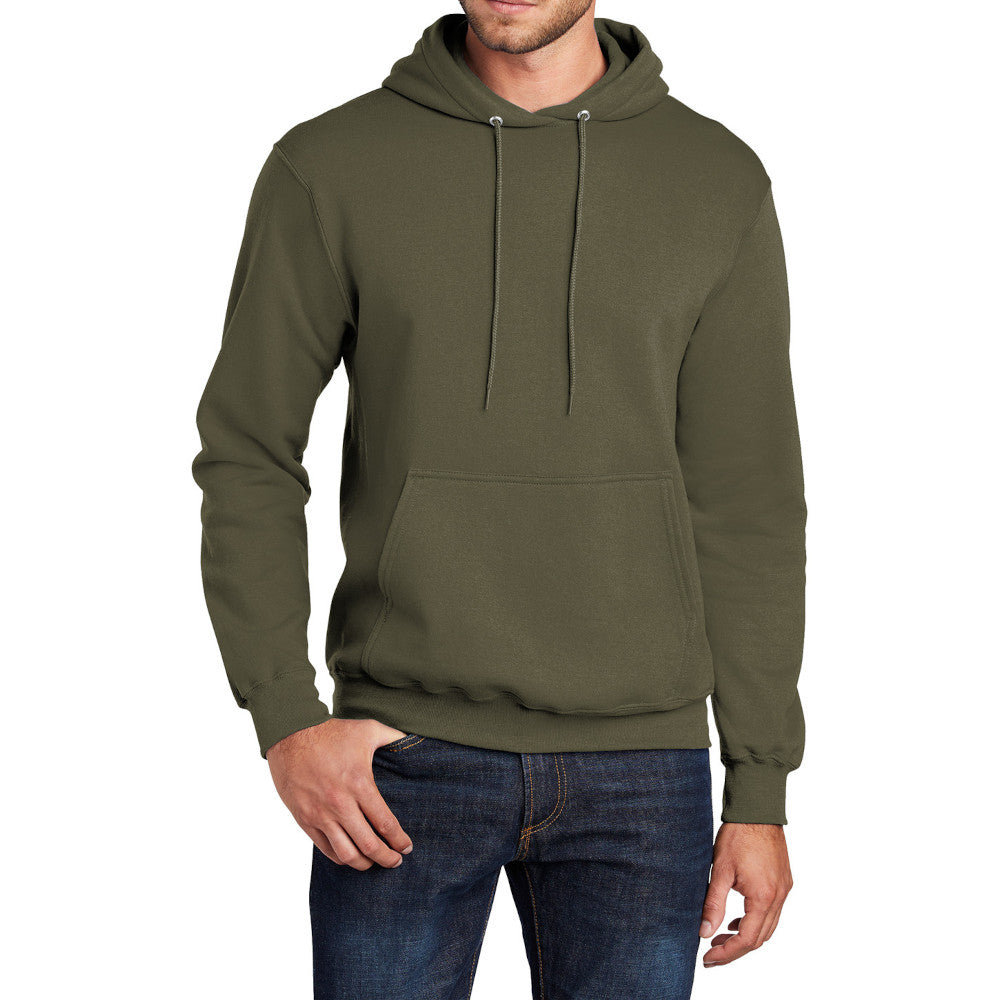 Men's Core Fleece Pullover Hooded Sweatshirt Cozy Cotton Poly Fleece with Air Jet Yarn Softness and Two-Ply Hood-Olive Drab Green