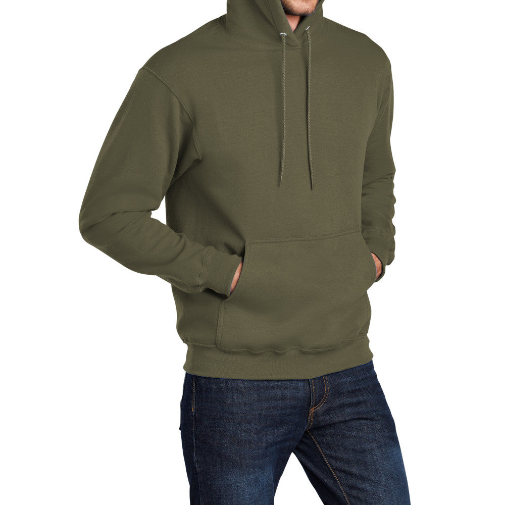 Men's Core Fleece Pullover Hooded Sweatshirt Cozy Cotton Poly Fleece with Air Jet Yarn Softness and Two-Ply Hood-Olive Drab Green
