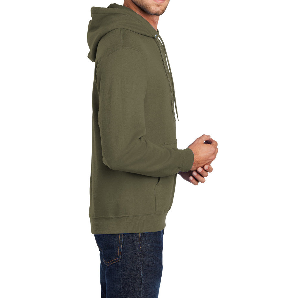 Men's Core Fleece Pullover Hooded Sweatshirt Cozy Cotton Poly Fleece with Air Jet Yarn Softness and Two-Ply Hood-Olive Drab Green