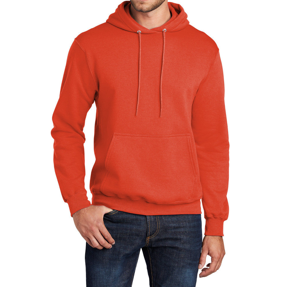 Men's Core Fleece Pullover Hooded Sweatshirt Cozy Cotton Poly Fleece with Air Jet Yarn Softness and Two-Ply Hood-Orange