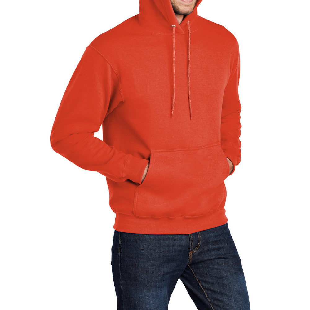 Men's Core Fleece Pullover Hooded Sweatshirt Cozy Cotton Poly Fleece with Air Jet Yarn Softness and Two-Ply Hood-Orange