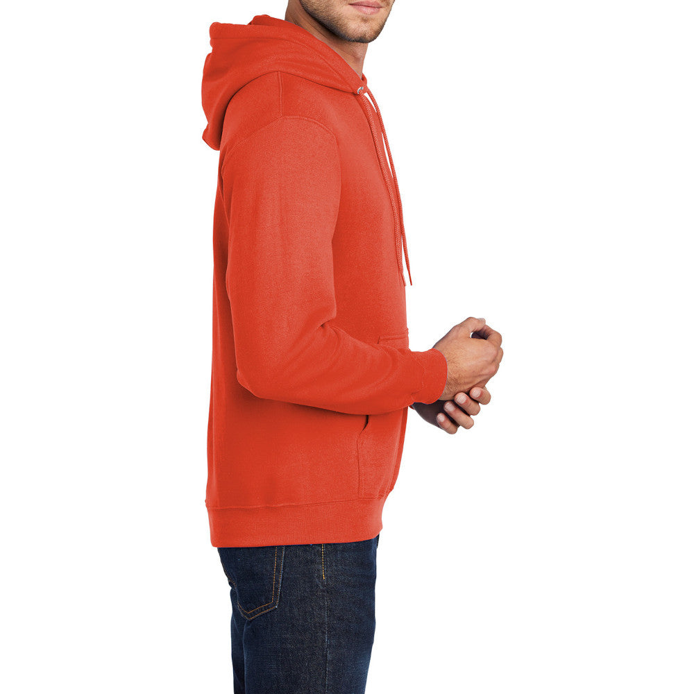 Men's Core Fleece Pullover Hooded Sweatshirt Cozy Cotton Poly Fleece with Air Jet Yarn Softness and Two-Ply Hood-Orange