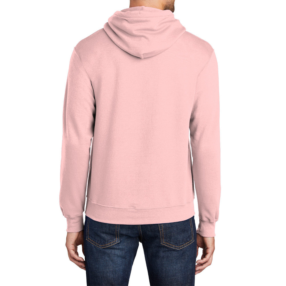 Men's Core Fleece Pullover Hooded Sweatshirt Cozy Cotton Poly Fleece with Air Jet Yarn Softness and Two-Ply Hood-Pale Blush