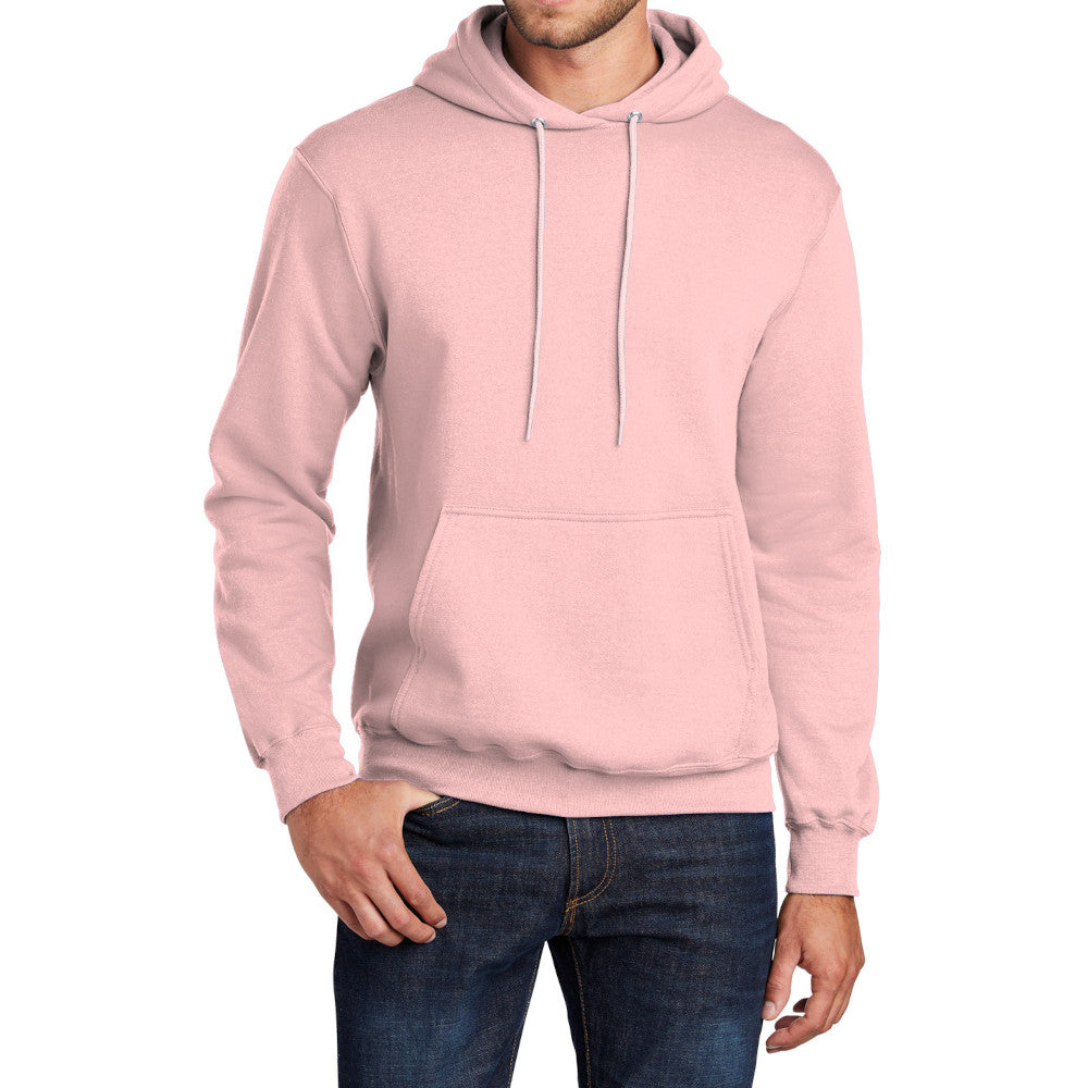 Men's Core Fleece Pullover Hooded Sweatshirt Cozy Cotton Poly Fleece with Air Jet Yarn Softness and Two-Ply Hood-Pale Blush