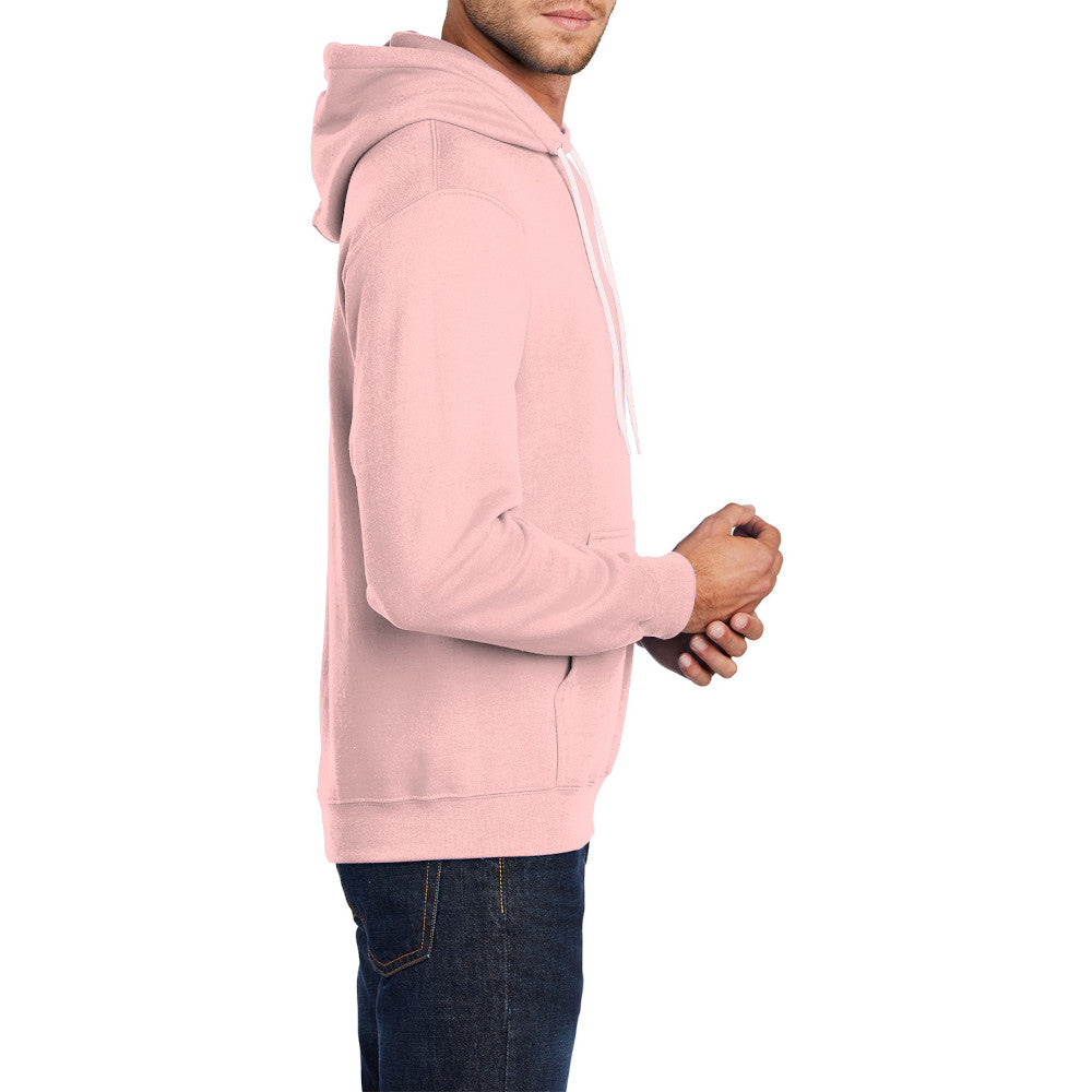 Men's Core Fleece Pullover Hooded Sweatshirt Cozy Cotton Poly Fleece with Air Jet Yarn Softness and Two-Ply Hood-Pale Blush
