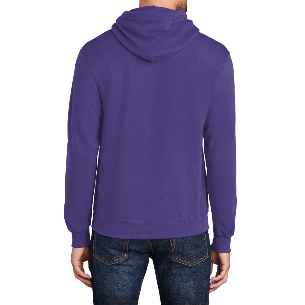Men's Core Fleece Pullover Hooded Sweatshirt Cozy Cotton Poly Fleece with Air Jet Yarn Softness and Two-Ply Hood-Purple