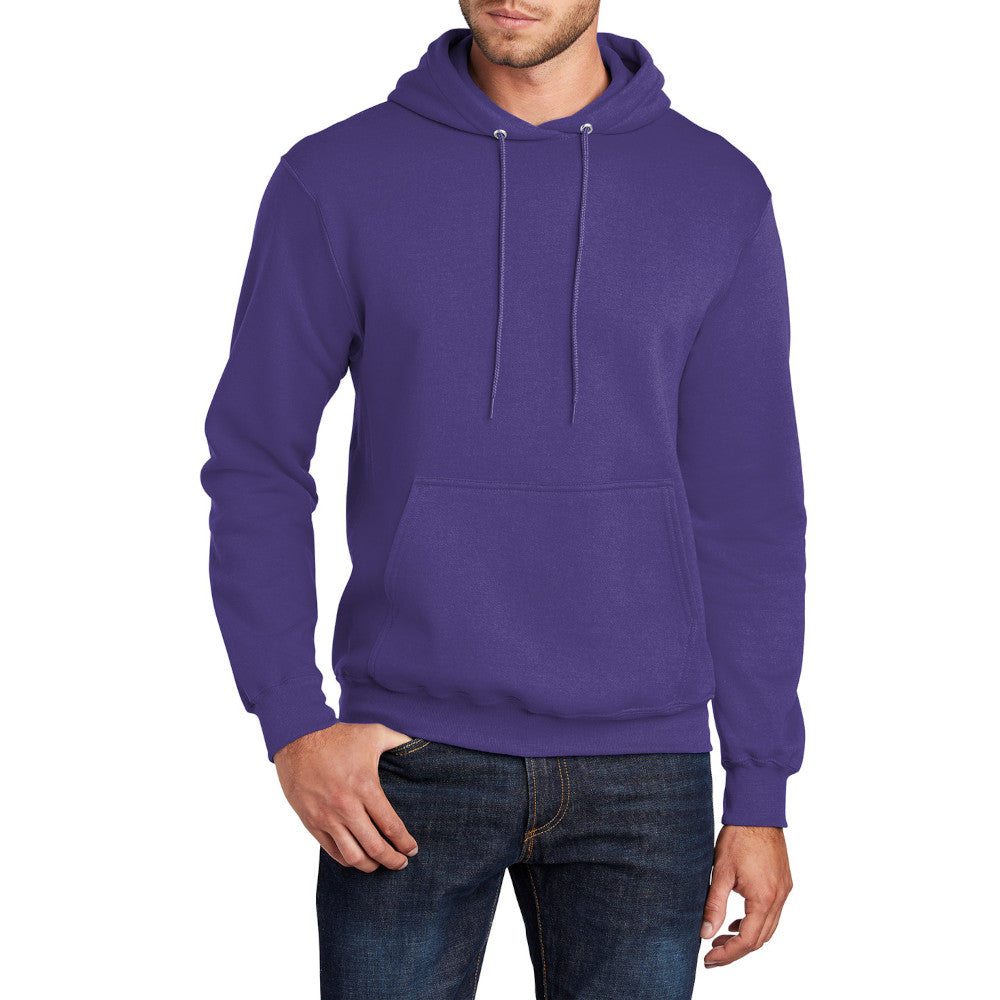 Men's Core Fleece Pullover Hooded Sweatshirt Cozy Cotton Poly Fleece with Air Jet Yarn Softness and Two-Ply Hood-Purple