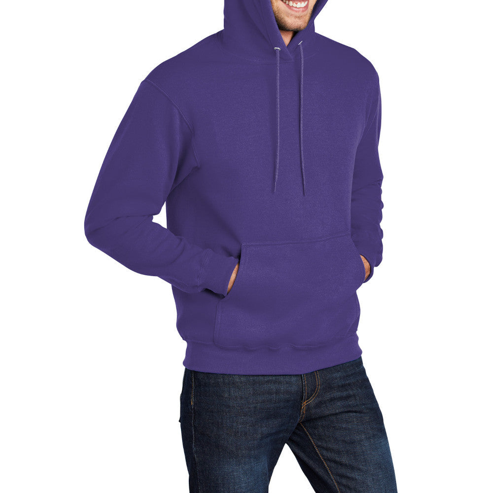 Men's Core Fleece Pullover Hooded Sweatshirt Cozy Cotton Poly Fleece with Air Jet Yarn Softness and Two-Ply Hood-Purple