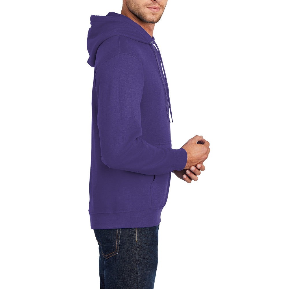 Men's Core Fleece Pullover Hooded Sweatshirt Cozy Cotton Poly Fleece with Air Jet Yarn Softness and Two-Ply Hood-Purple