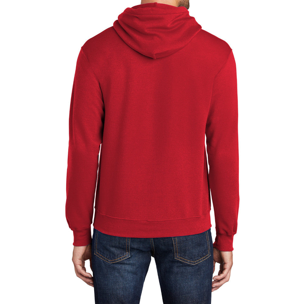 Men's Core Fleece Pullover Hooded Sweatshirt Cozy Cotton Poly Fleece with Air Jet Yarn Softness and Two-Ply Hood-Red