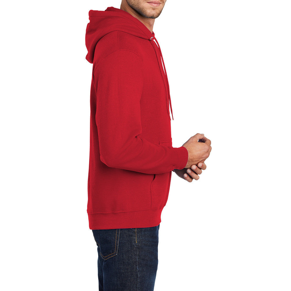 Men's Core Fleece Pullover Hooded Sweatshirt Cozy Cotton Poly Fleece with Air Jet Yarn Softness and Two-Ply Hood-Red