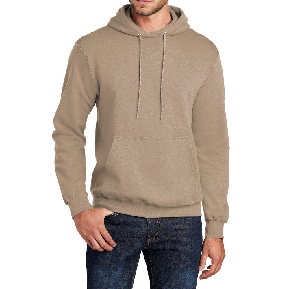 Men's Core Fleece Pullover Hooded Sweatshirt Cozy Cotton Poly Fleece with Air Jet Yarn Softness and Two-Ply Hood-Sand