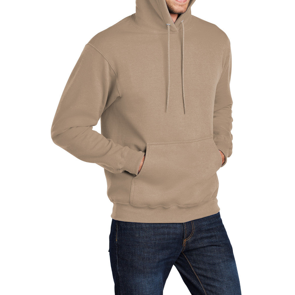 Men's Core Fleece Pullover Hooded Sweatshirt Cozy Cotton Poly Fleece with Air Jet Yarn Softness and Two-Ply Hood-Sand
