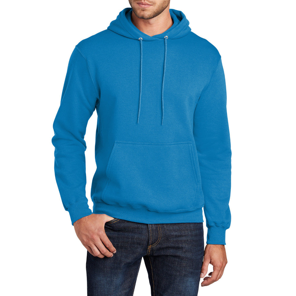 Men's Core Fleece Pullover Hooded Sweatshirt Cozy Cotton Poly Fleece with Air Jet Yarn Softness and Two-Ply Hood-Sapphire