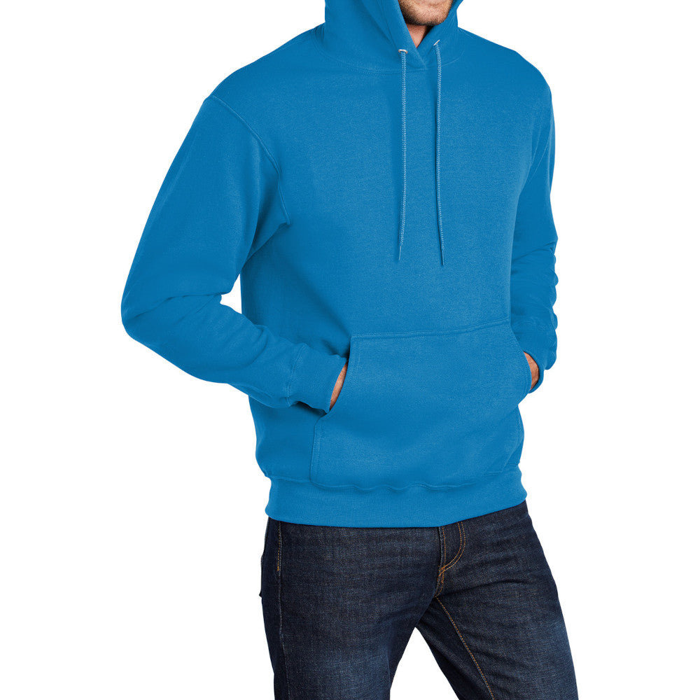 Men's Core Fleece Pullover Hooded Sweatshirt Cozy Cotton Poly Fleece with Air Jet Yarn Softness and Two-Ply Hood-Sapphire