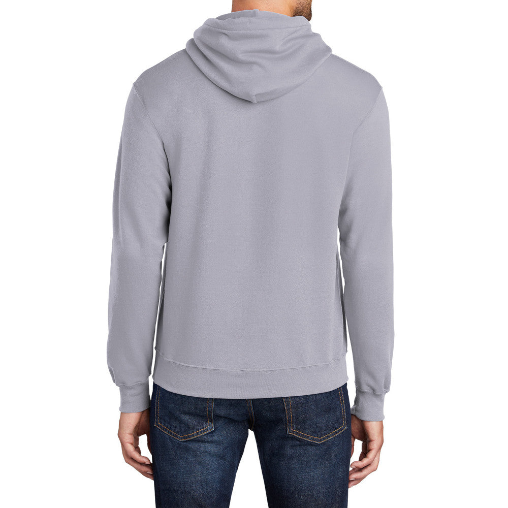Men's Core Fleece Pullover Hooded Sweatshirt Cozy Cotton Poly Fleece with Air Jet Yarn Softness and Two-Ply Hood-Silver