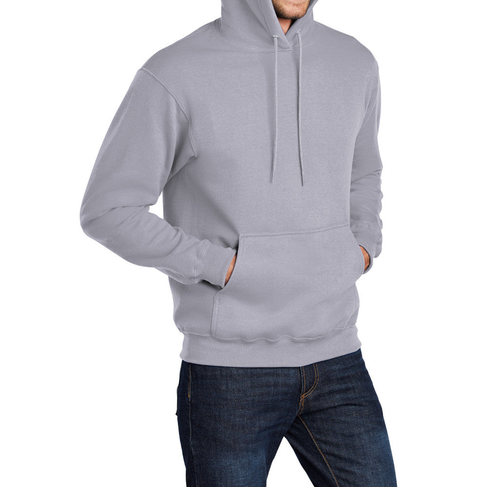 Men's Core Fleece Pullover Hooded Sweatshirt Cozy Cotton Poly Fleece with Air Jet Yarn Softness and Two-Ply Hood-Silver