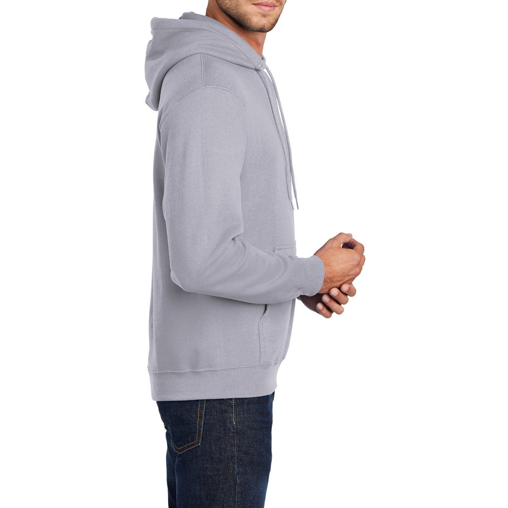 Men's Core Fleece Pullover Hooded Sweatshirt Cozy Cotton Poly Fleece with Air Jet Yarn Softness and Two-Ply Hood-Silver