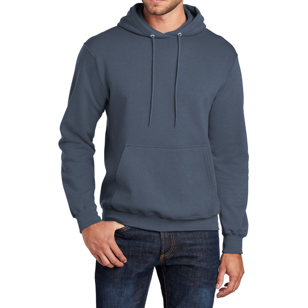 Men's Core Fleece Pullover Hooded Sweatshirt Cozy Cotton Poly Fleece with Air Jet Yarn Softness and Two-Ply Hood-Steel Blue